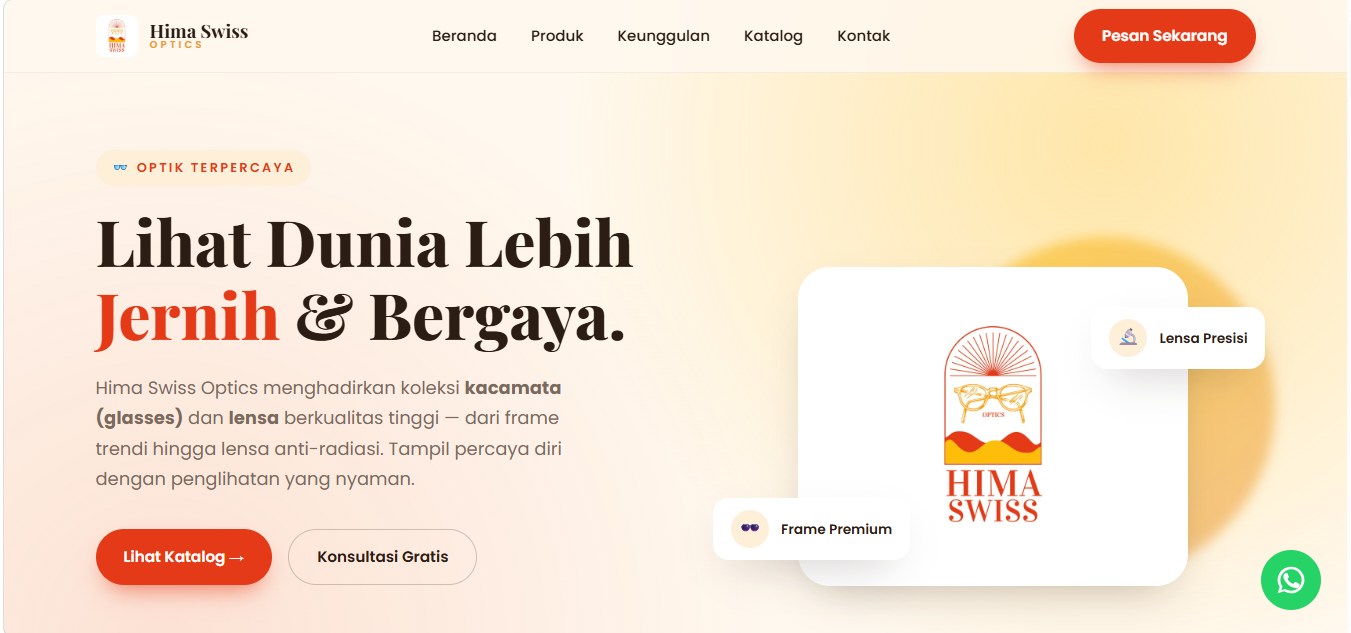 Landing page Hima Swiss Optics
