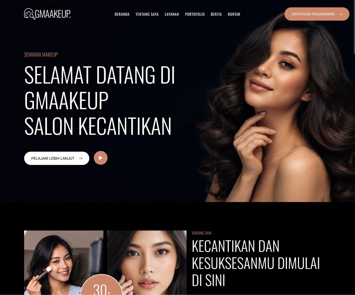 Website Beauty gmaakeup — portofolio Maerev Semarang
