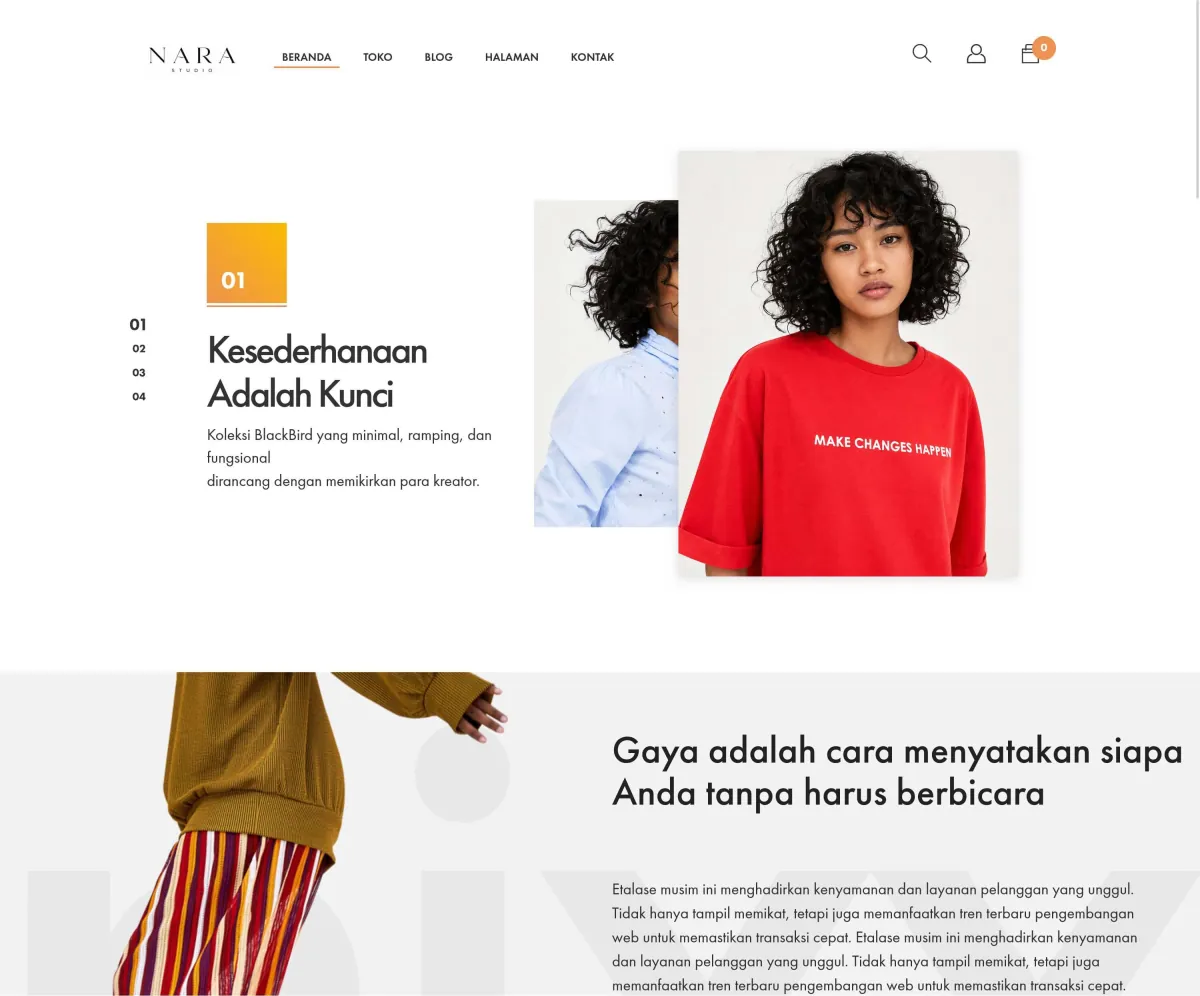 Website Fashion Nara Studio — portofolio Maerev Semarang