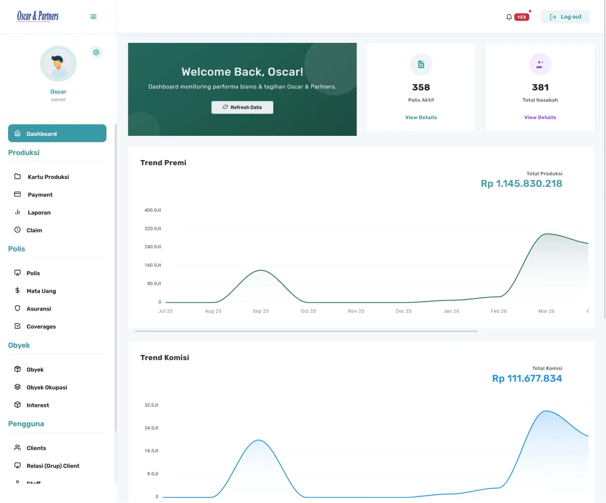 Website Personal OscarAndPartner — portofolio Maerev Semarang