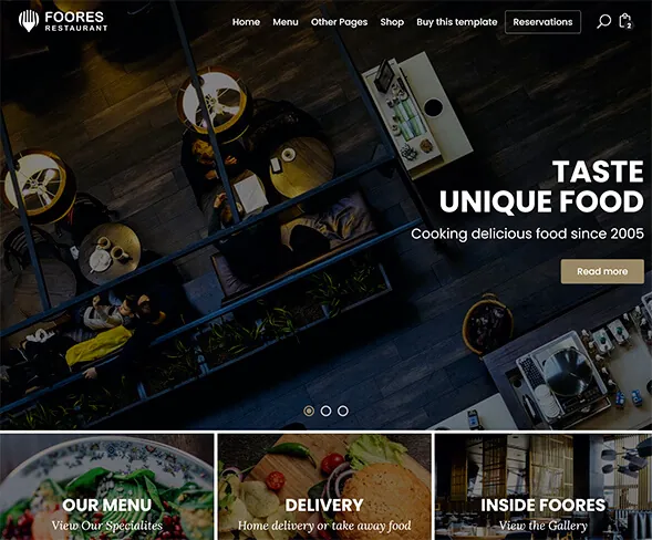 Demo template website FnB — Foores Resttaurant | Maerev