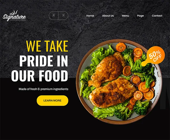 Demo template website FnB — The Signature | Maerev